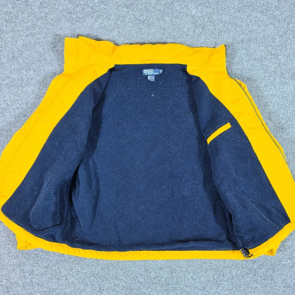 Vintage Polo Ralph Lauren Mens Yellow Fleece Lined Windbreaker Jacket Large Flaw